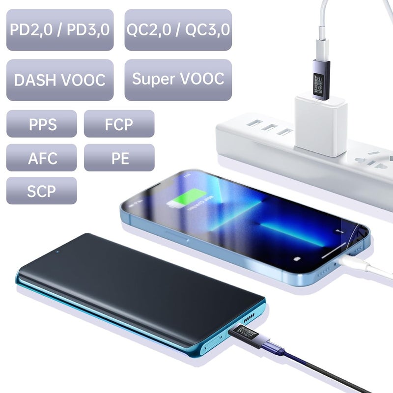 diymore USB C Power Meter, USB C Tester Power Meter,Type C Voltage and Current Tester Meter, Power Bank Capacity,Working Time Ammeter Voltmeter USB Cable Charger Detector LED Display, Gray - Image 3